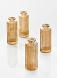 Amber Pleated Glass Bottle Bud Vase, Set of 4