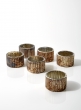 Ribbed Rust & Silver Tea Light Holders, Set of 6