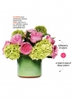 diy floral arrangement hydrangea pink roses linen vase